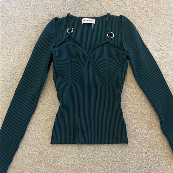 NICHOLAS Ribbed Top with Cut-Out Design - Picture 2 of 7